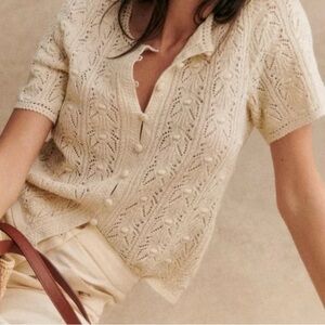 Sézane Milane Lace Knit Top S NWT